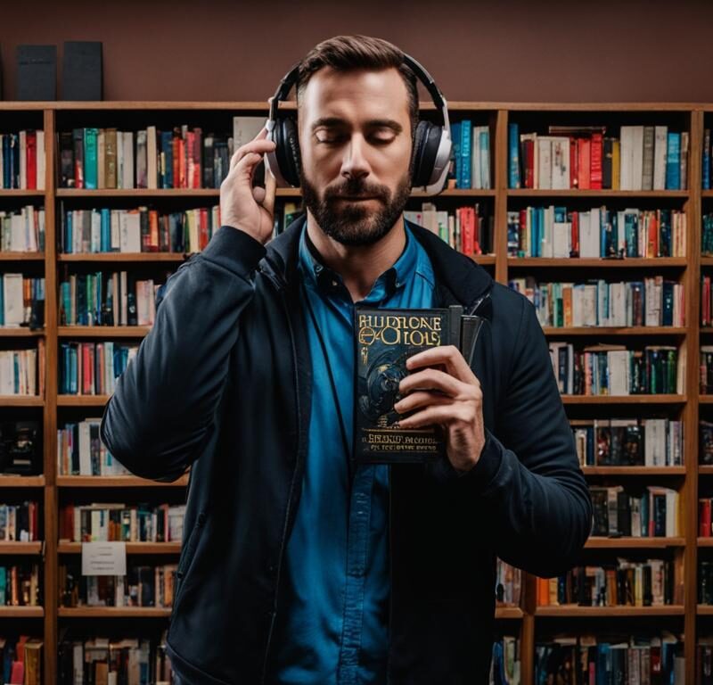 Adam Verner holding an audiobook