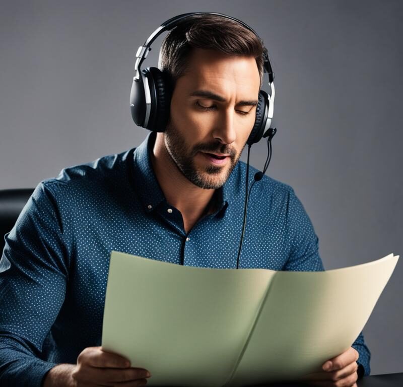 Audiobook narrator voiceover scripts